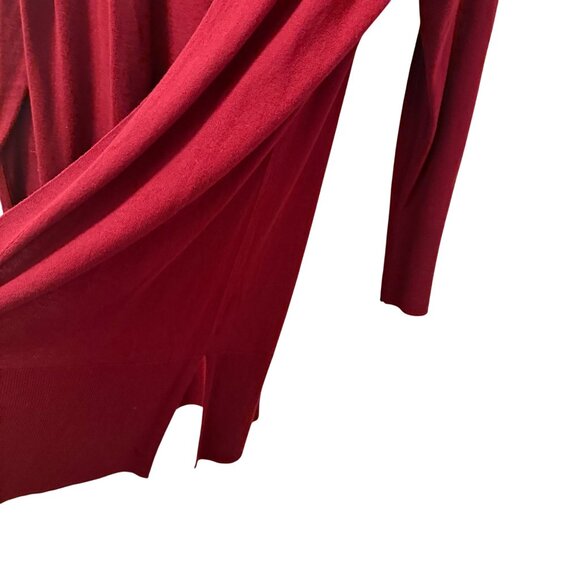 Talbots Long Open Front Burgundy Cardigan Sweater Sz Medium Soft long sweater - Picture 12 of 12